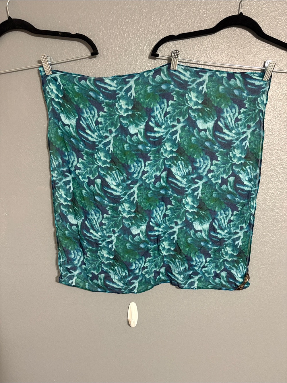 Patricia Nash Teal and Green Floral Square Scarf.